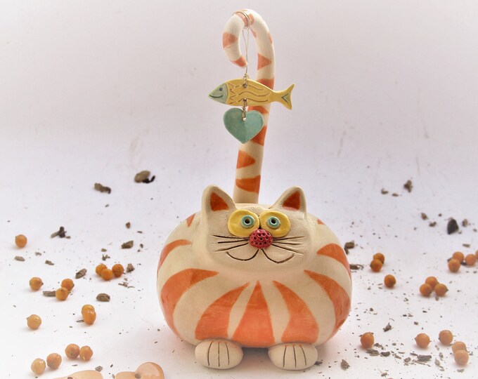 Ceramic Figurine, Gift for Cat Lovers, Cat Collectibles, Decorative Art ...