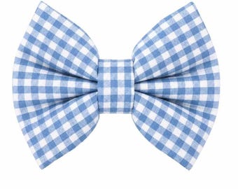 blue gingham bow tie by DAPPER DEXTER