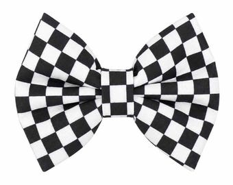 black and white checkered pet bow tie by DAPPER DEXTER