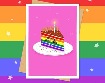 A6 Rainbow happy birthday card