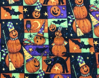 Susan Winget Pumpkin Patch Halloween Cotton Fabric Springs CP39394 Cats Stars