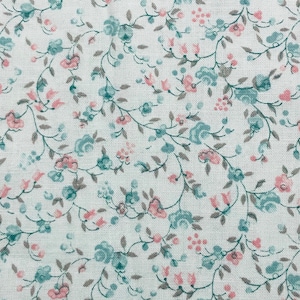 Vintage Dainty Pink Vining Flowers On A Light Mint Green Background Haber Fabrics 2 1/2 Yards