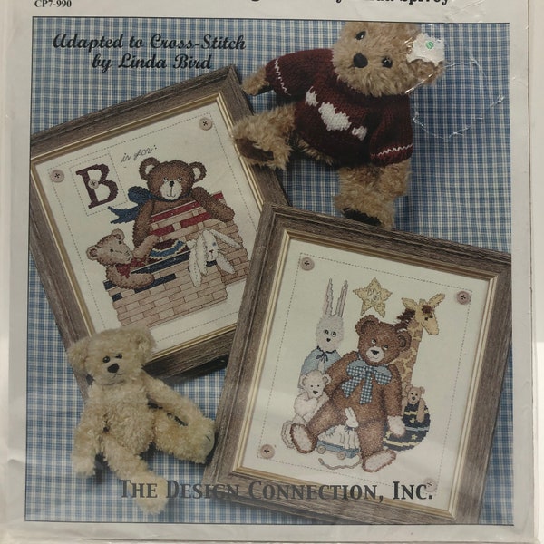 Country Nursery Bears Counted Cross Stitch Leaflet Chart Linda Spivey Design CP7-990 Bunnies Giraffe Stars