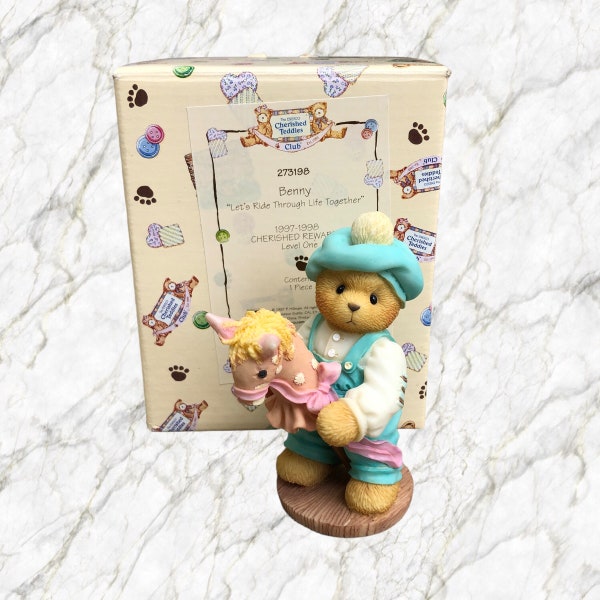 Cherished Teddies Benny Lets Ride Through Life Together 273198 Enesco Level One Rewards 1997-1998 With Box