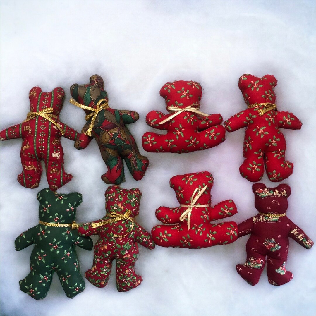Soft Sculpted Christmas Teddy Bears Tree or Basket Ornaments Etsy
