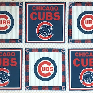 Chicago Cubs Cubbies MLB Cotton Quilt Blocks: Cheater Quilt Fabric Traditions 2000 Rare
