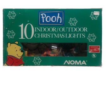 Noma Pooh Blow Mold 10 Indoor Outdoor Christmas Light Set Winnie The Pooh Tigger Piglet New Old Stock