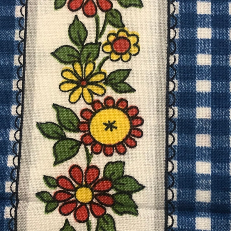 Kitschy Home Decor Fabric Gingham Check With Floral Stripes in Etsy