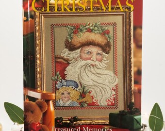 A Cross Stitch Christmas: Treasured Memories Hardcover Pattern Book 2008 Santa Angel Mary And Baby Jesus Gift Tags