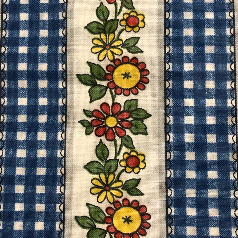 Kitschy Home Decor Fabric Gingham Check With Floral Stripes in Etsy