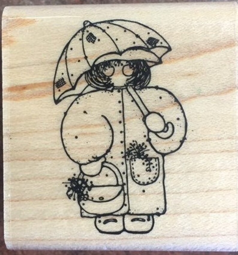 DOTS Set of 4 Ragdoll Hostess Gift Wood Mounted Rubber Stamps Retired