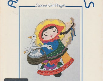 Goose Girl Angel Charted Cross Stitch Leaflet 4 Designs Vintage 80's Ann Spiess Mills