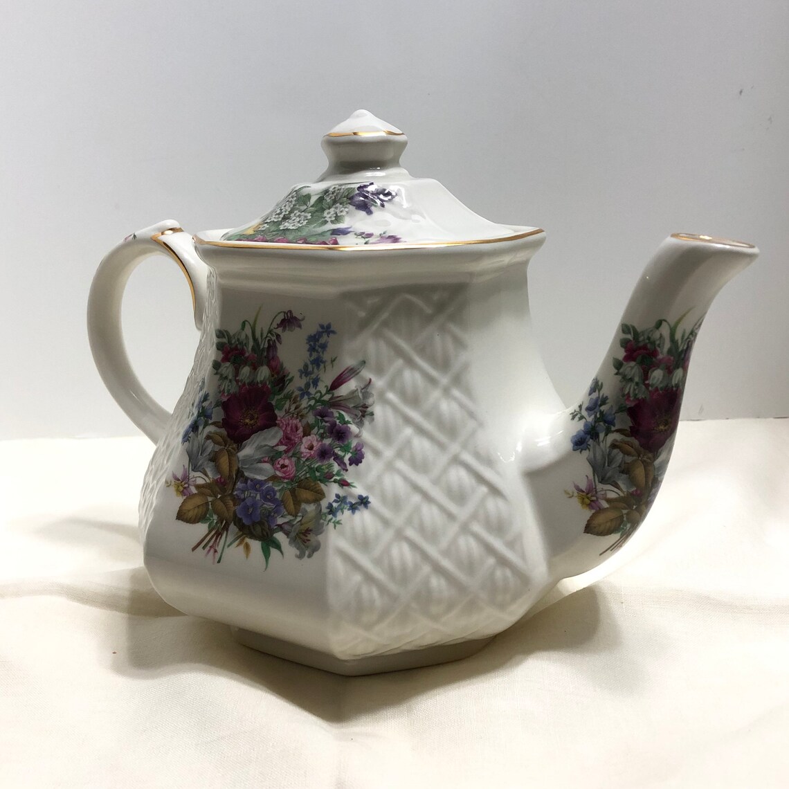 Vintage Sadler Windsor Teapot Floral Chinz English Garden Etsy