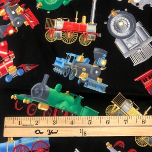 Vintage Locomotive Train Steam Engine Toss Brightly Colored on Black ...