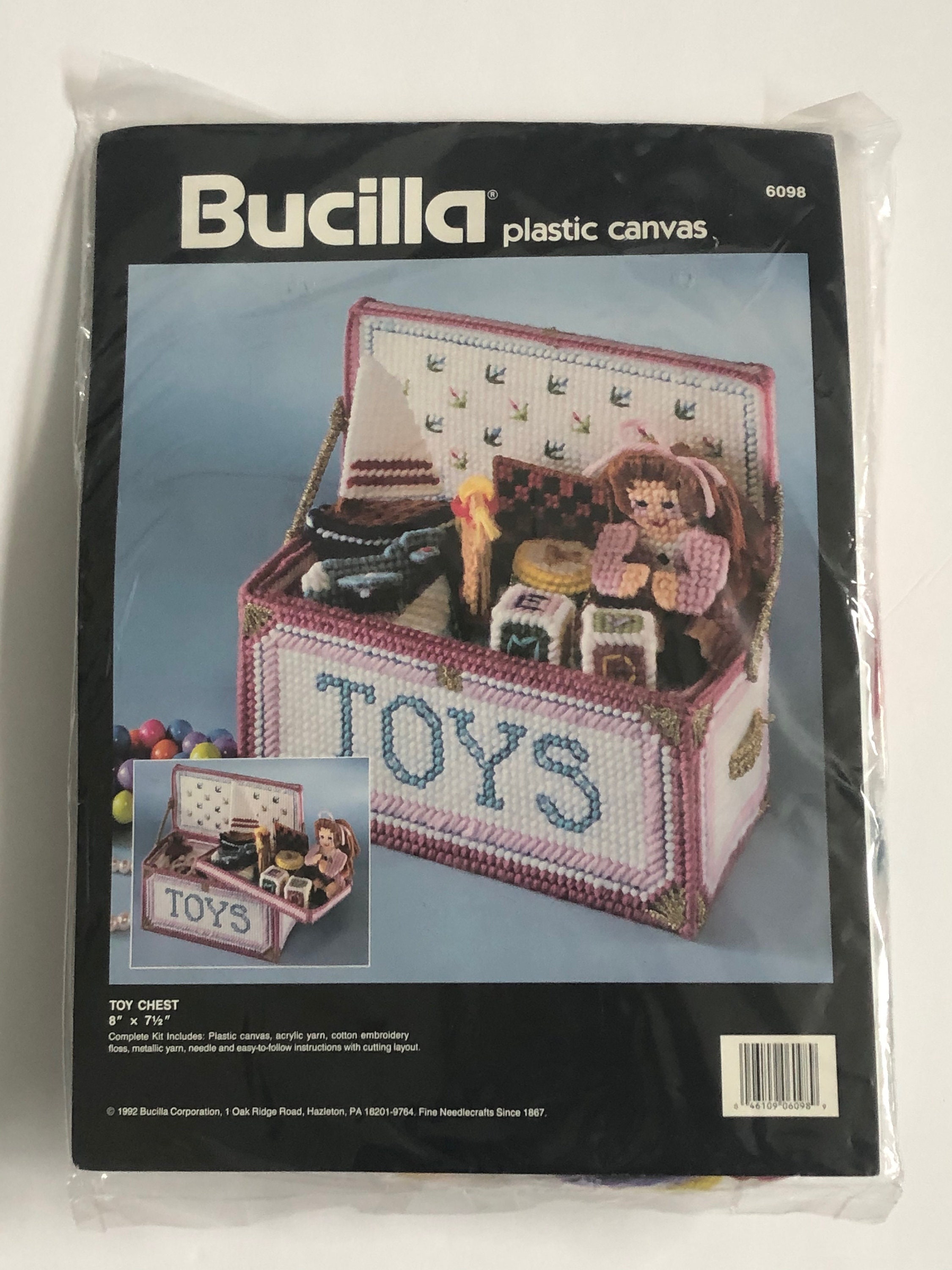 Kits & How To Sewing & Fiber Bucilla Plastic Canvas Toy Chest Vintage