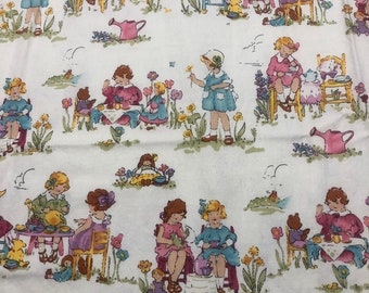 Retired Alexander Henry Tea Party Retro Kids Cotton Fabric 42" X 56" Limited Edition 2003