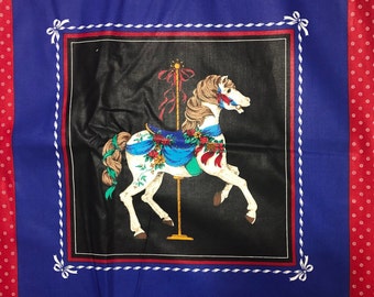 Carousel Horse Pillow Panel With Border Cotton VIP Cranston 1 Pair