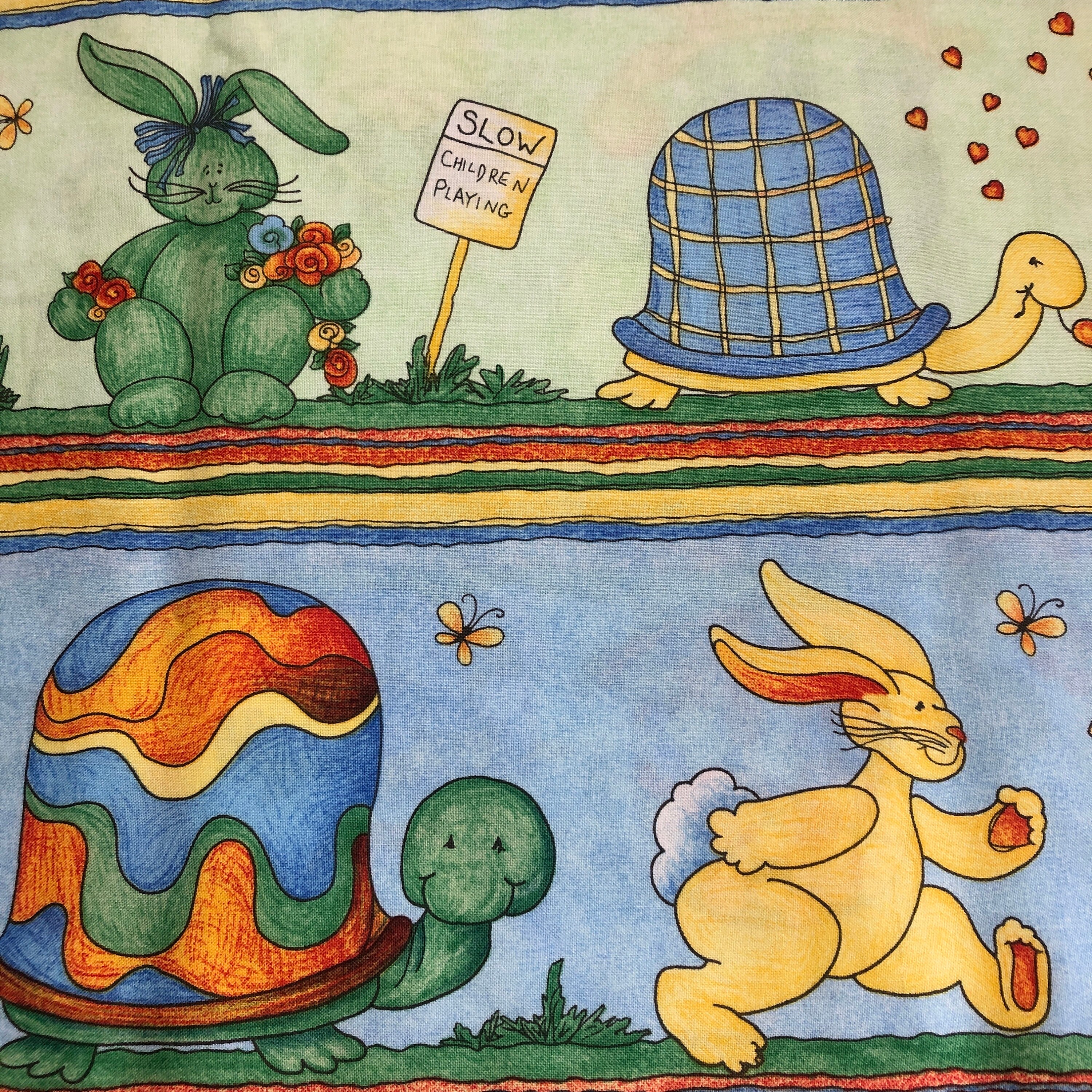 Tortoise Border Tortoise and the Hare Border Cotton Fabric Nancy Barrett P&B Textiles ...