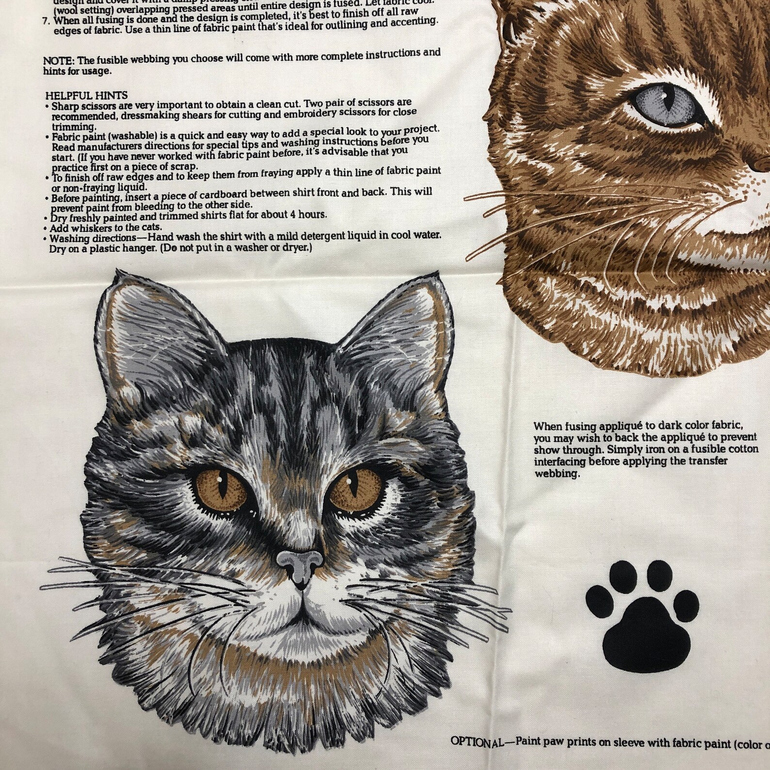 Vintage 80's Cat Appliques Cotton Fabric Panel With One Etsy