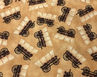 Wild West Covered Wagons Cotton Fabric Teresa Kogut SSI Retired BTY