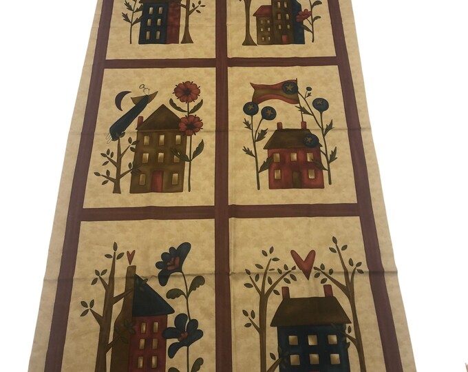 Sandy Gervais Happy Hollow Fabric Panel Moda Fabrics, House, Hearts ...