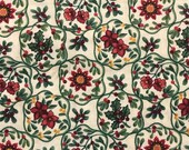 Noel Christmas Floral Cotton Fabric Timeless Treasures QSQ Red Green Cream 44 X 40 OOP