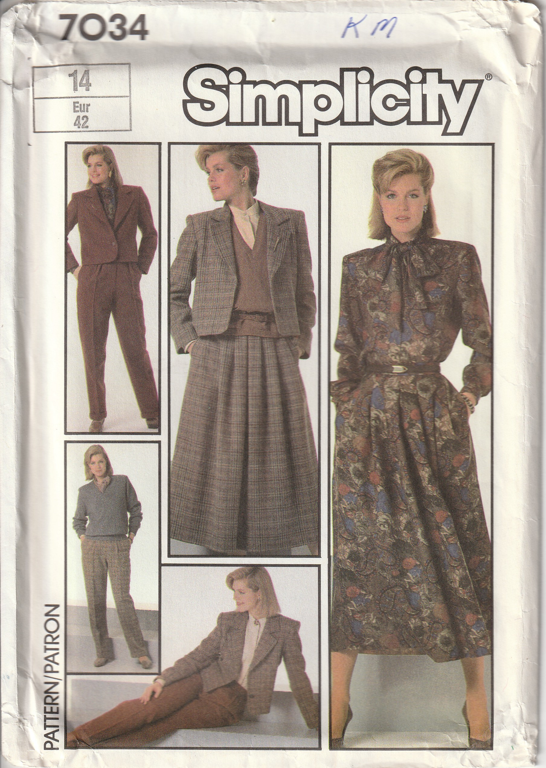 and Lined Jacket Sewing Pattern Ladies Size 14 80s Wardrobe Sewing Pattern Simplicity 6265 Vintage 1980s Misses Slim Skirt Blouse