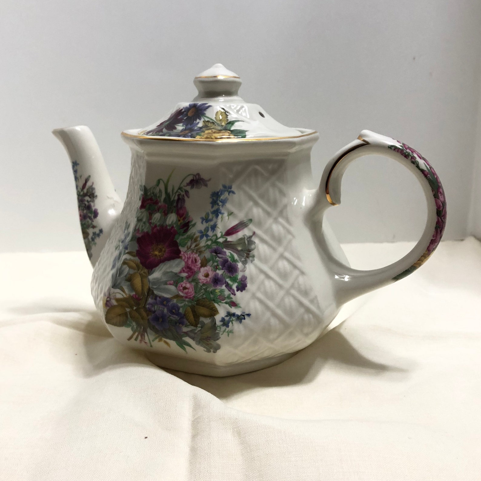Vintage Sadler Windsor Teapot Floral Chinz English Garden Etsy