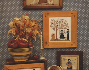 The Amish II Apple Tree Boy And Girl Cross Stitch Chart Leaflet Vintage 1986 Homespun Elegance