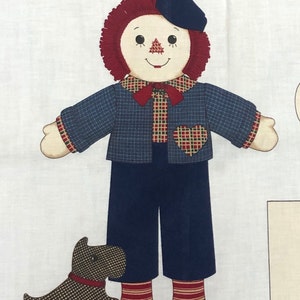 Rusty Rag Doll and Dog Cotton Fabric Panel Cut and Sew Soft Sculpted ...