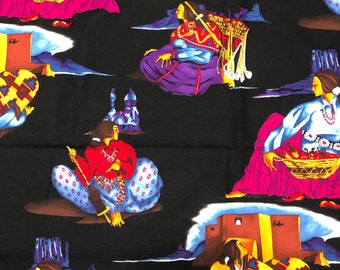Alexander Henry Southwestern Native Indian Women Pottery Cotton Quilt Fabric Large Print  BTY