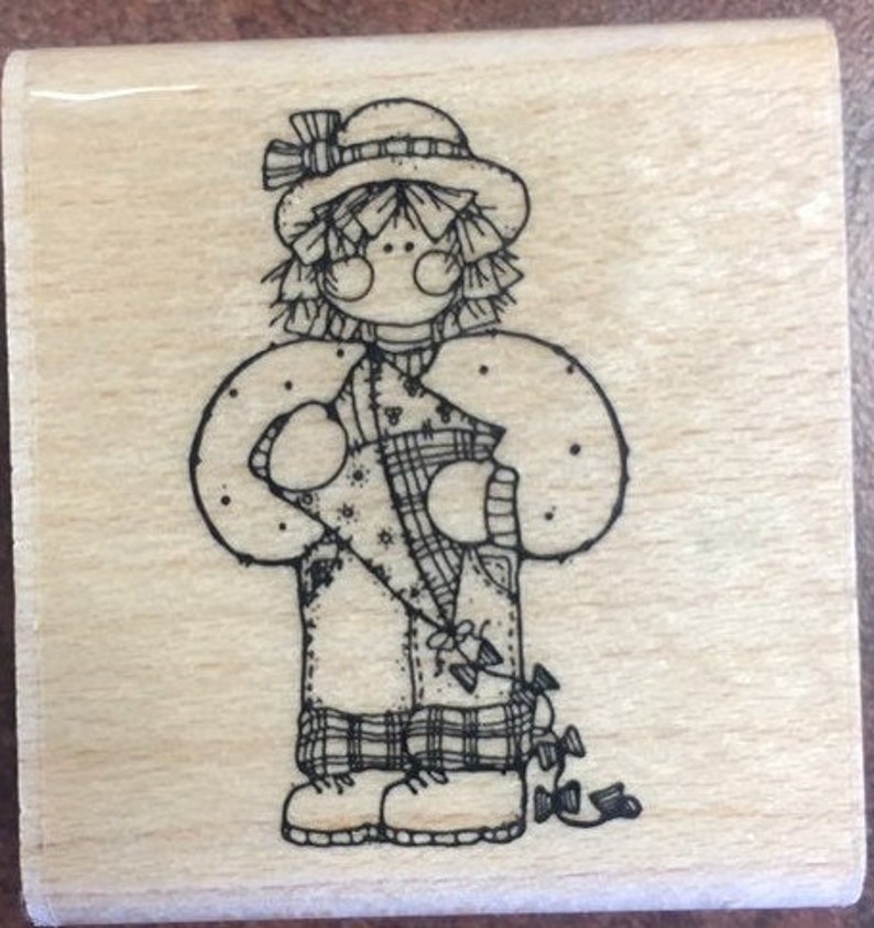 DOTS Set of 4 Ragdoll Hostess Gift Wood Mounted Rubber Stamps Retired