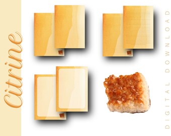 Printable Stationery Set A4 Letter Size PDF - Instant Download Paper Pack  Citrine Theme