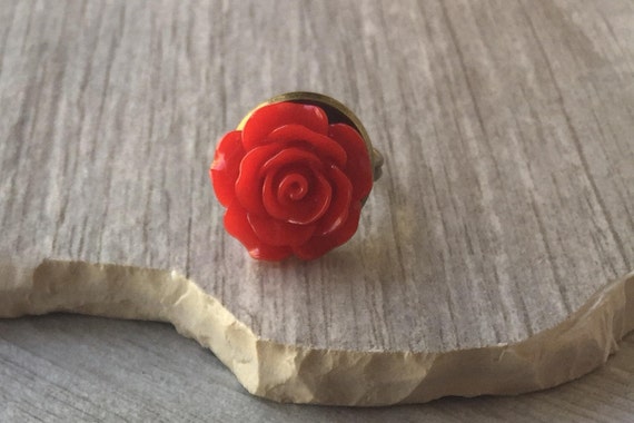 Red Rose Ring and Earring Set Rose Jewelry Set red Rose red