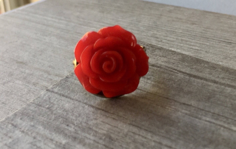 floral ring Rose Ring flower jewelry gift for her,mothers day Red Rose Ring,Adjustable Ring,Red Flower gift for mom rose jewelry
