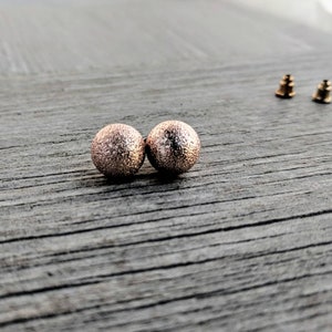 Rose Gold Ball Stud Earrings 10mm large ball Earring Rose Gold stardust Ball Stud Rose Gold Earrings Gold Ball Studs Gift for her Minimalist