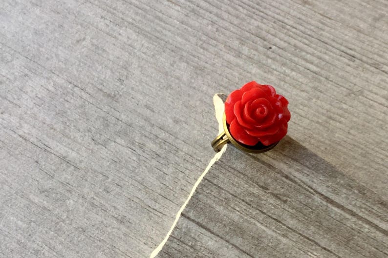 floral ring Rose Ring flower jewelry gift for her,mothers day Red Rose Ring,Adjustable Ring,Red Flower gift for mom rose jewelry