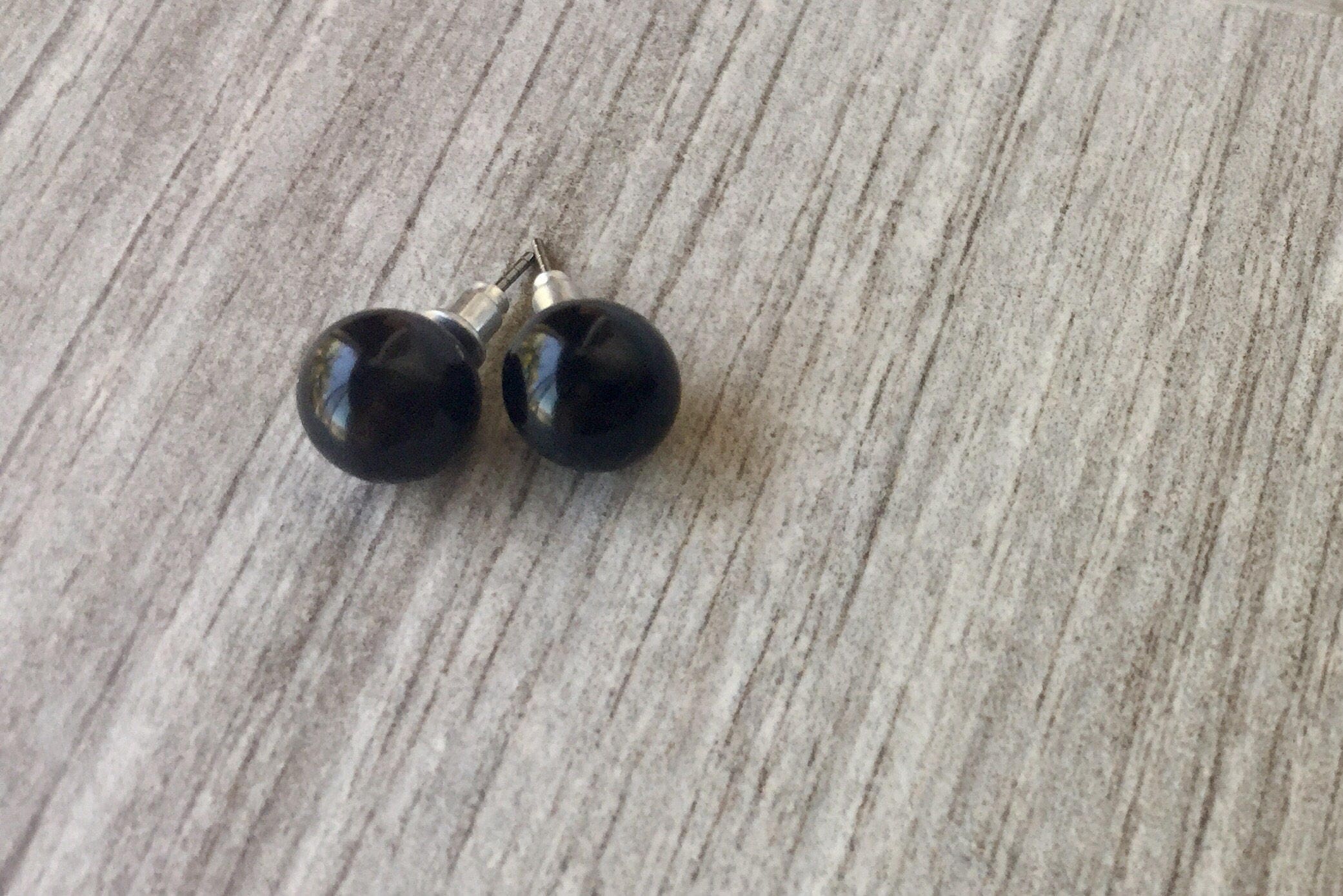 Black Ball earring StudsBall Earrings 8mmStatement Etsy