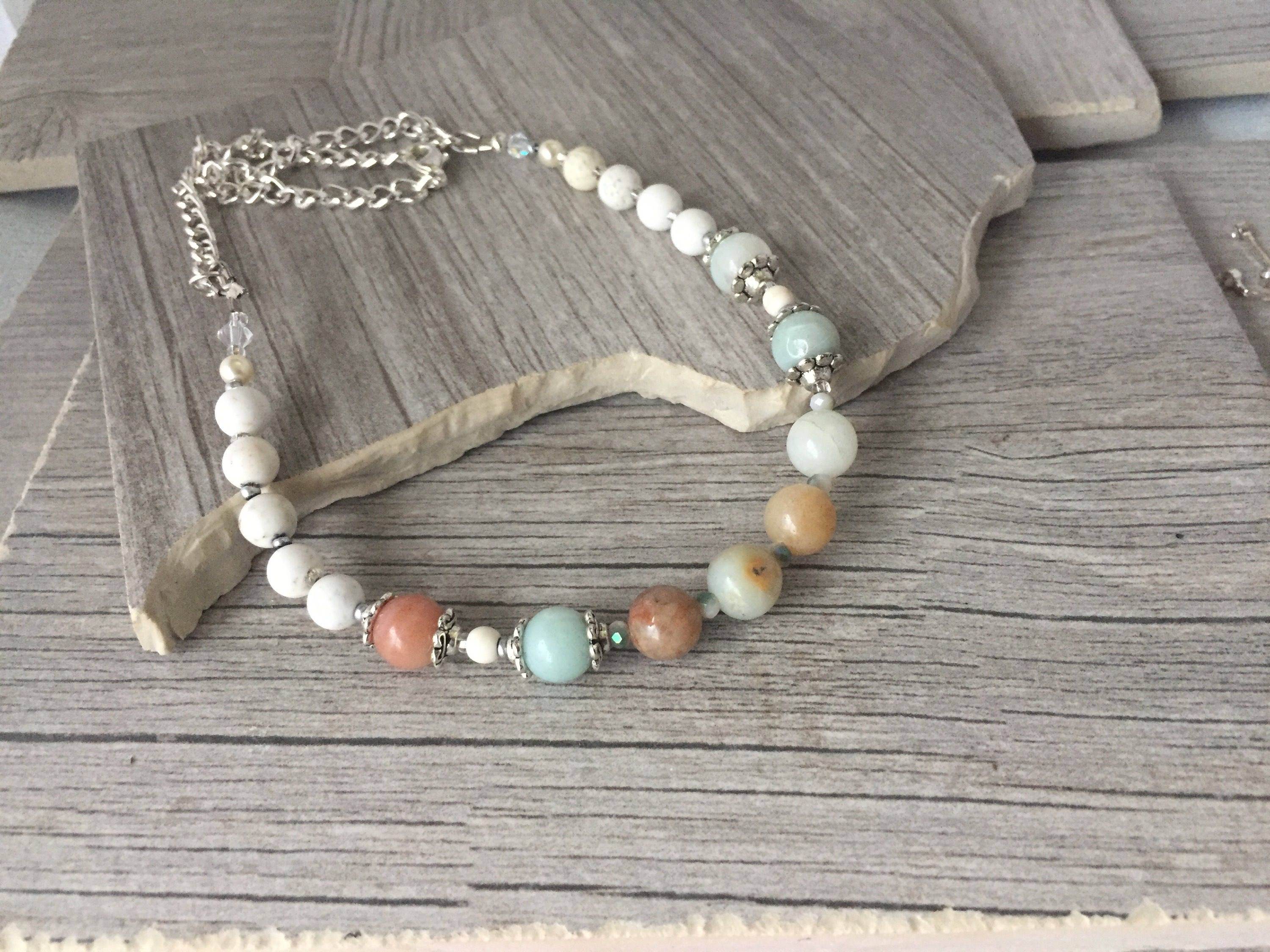 Gold plated Hexagon Amazonite necklace with small druzy stone appliqué' main image 0