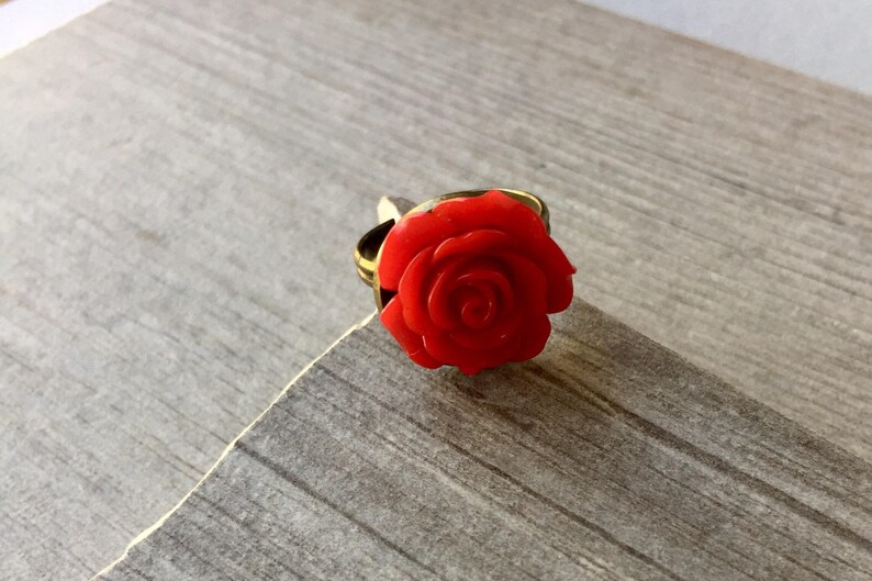 floral ring Rose Ring flower jewelry gift for her,mothers day Red Rose Ring,Adjustable Ring,Red Flower gift for mom rose jewelry