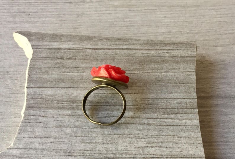 floral ring Rose Ring flower jewelry gift for her,mothers day Red Rose Ring,Adjustable Ring,Red Flower gift for mom rose jewelry