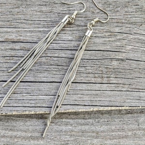 Sterling Silver chain dangle earrings extra long chain dangle earrings extra long silver dangle earrings chain dangles long chain earrings