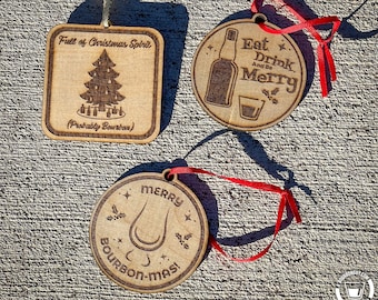 Bourbon-Themed Holiday Ornaments, 3-pack