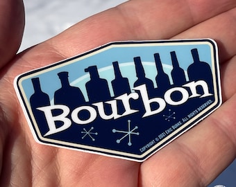 Bourbon Bottle Skyline, Die-Cut Sticker