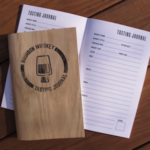 Bourbon Whiskey Tasting Journal, Softcover, Wood Veneer Cover image 1