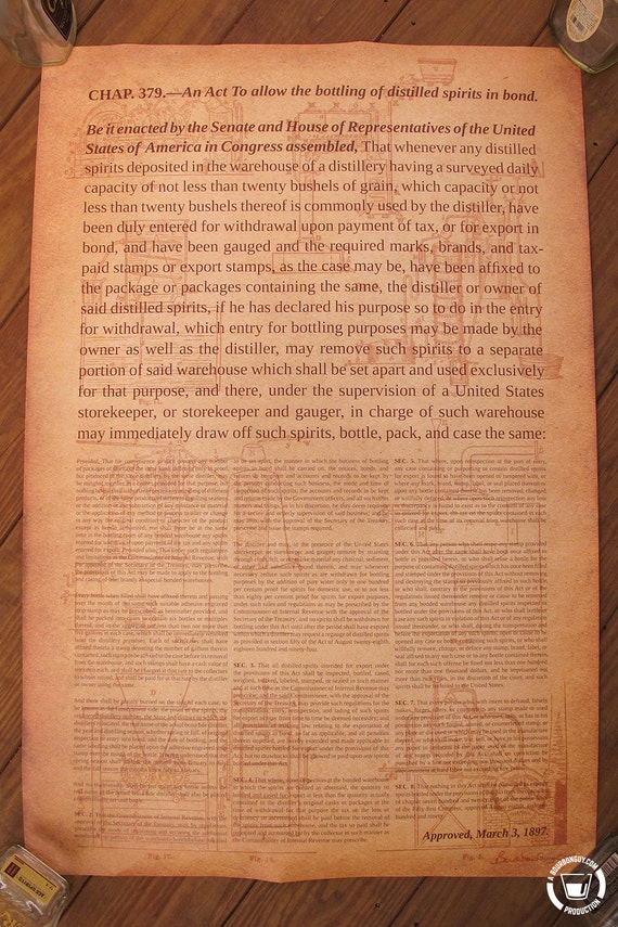 POSTER the Bottled in Bond Act of 1897 Etsy