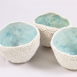 Fait sur commande, Jolis pots oursins, ensemble de 3 - bleu turquoise / Set of 3, Delicate Modern Sea Urchin, MADE TO ORDER