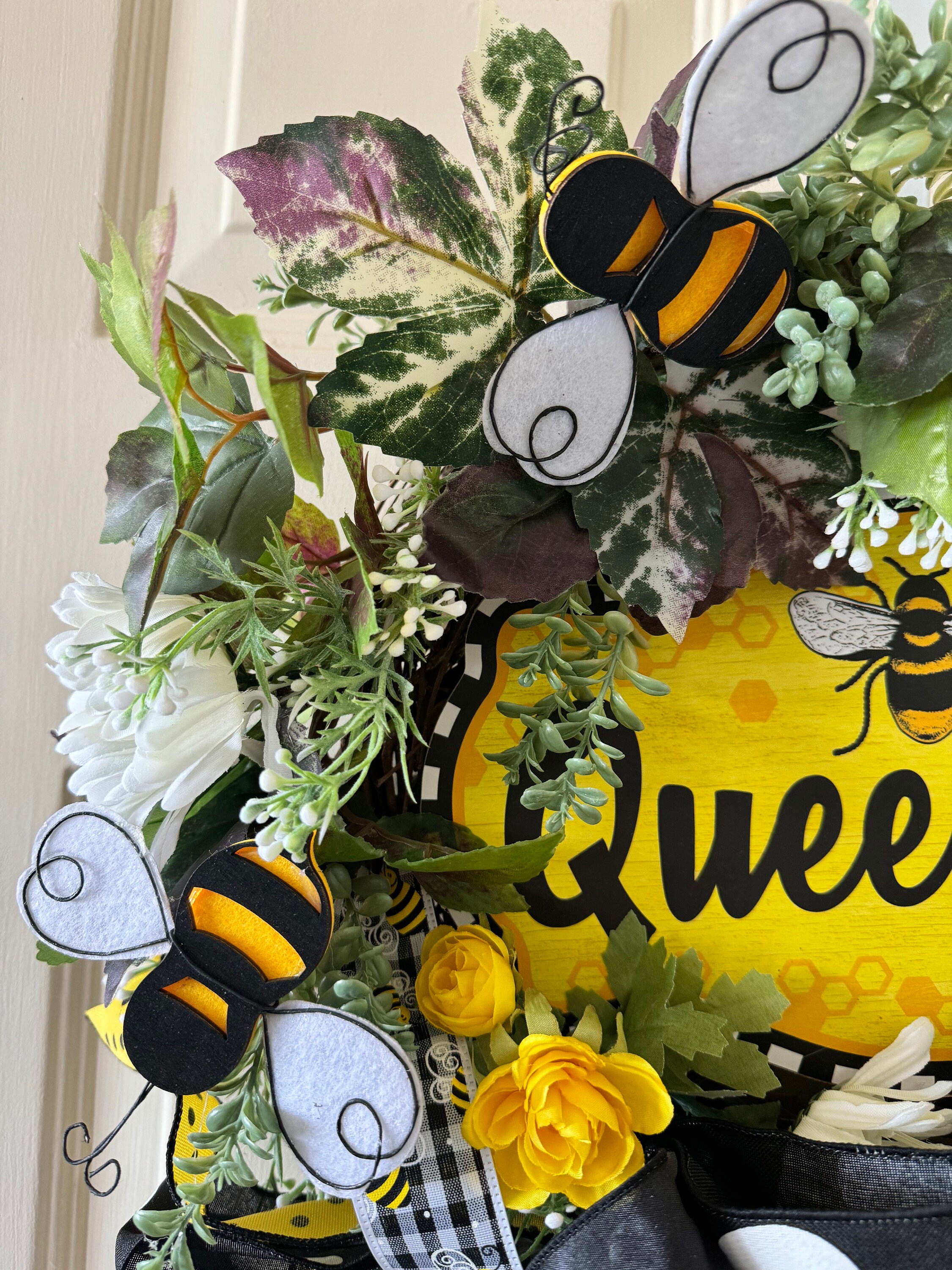 Bee Wreath for Front Door, Queen Bee Grapevine Wreath, Summer Bumble ...