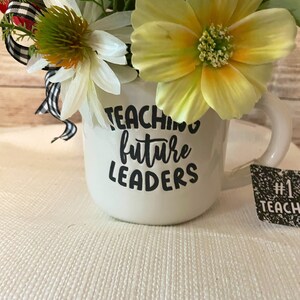 Teacher gift, floral arrangement for teacher in mug, end of school year gift, teacher mug image 2