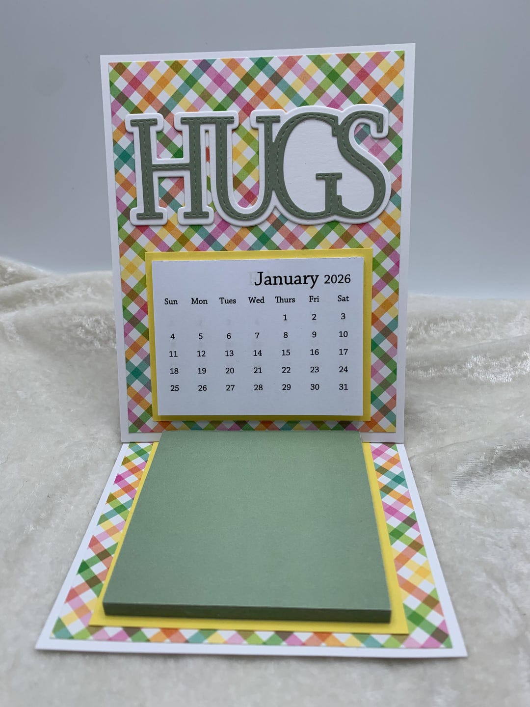 2026 Calendar, Desk Style, Hugs Theme, Multicolor Plaid, Handmade - Etsy